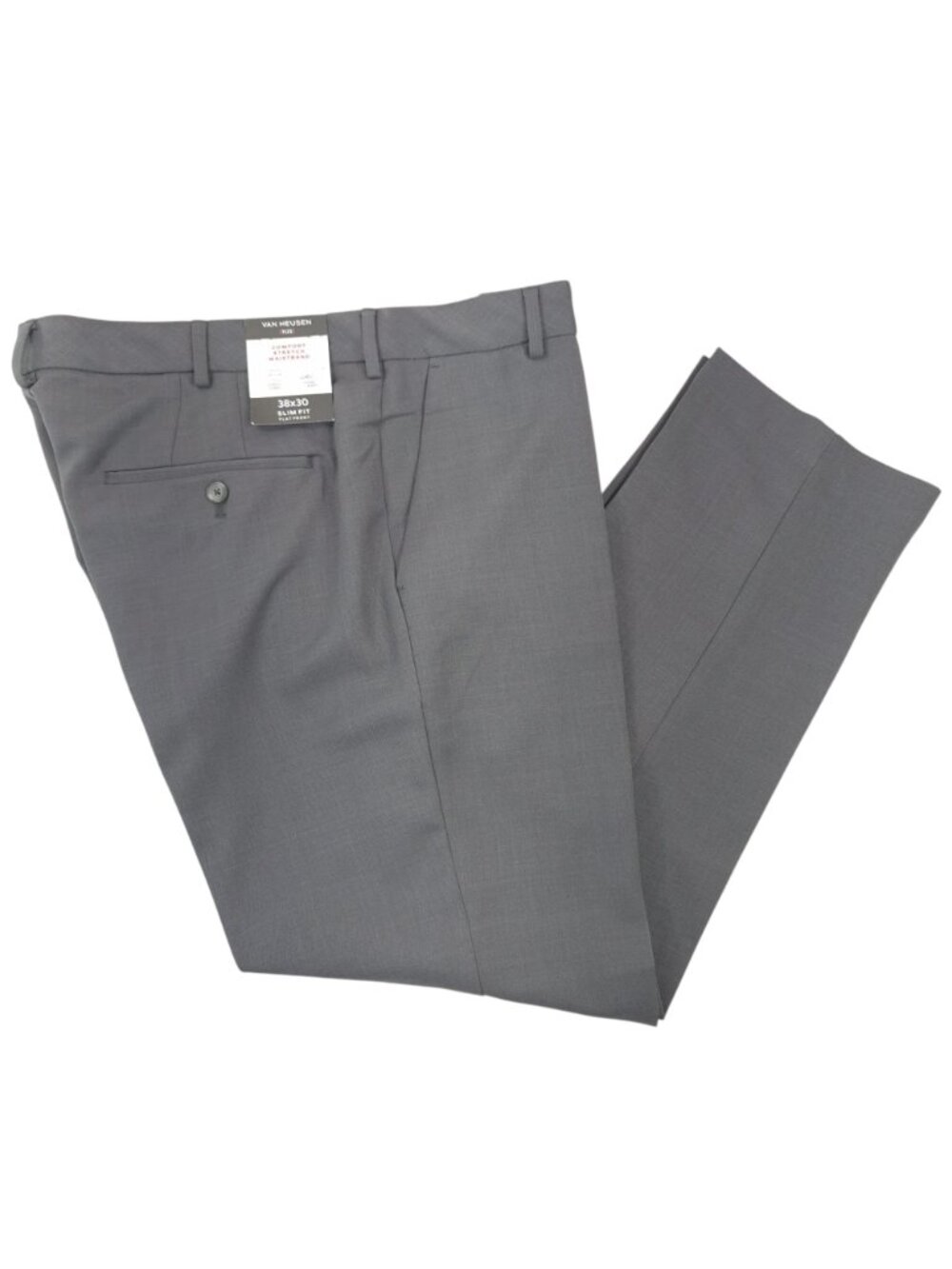 Van Heusen Flex Men's Gray Dress Pants Slim Fit Comfort Stretch Waistband 38x30